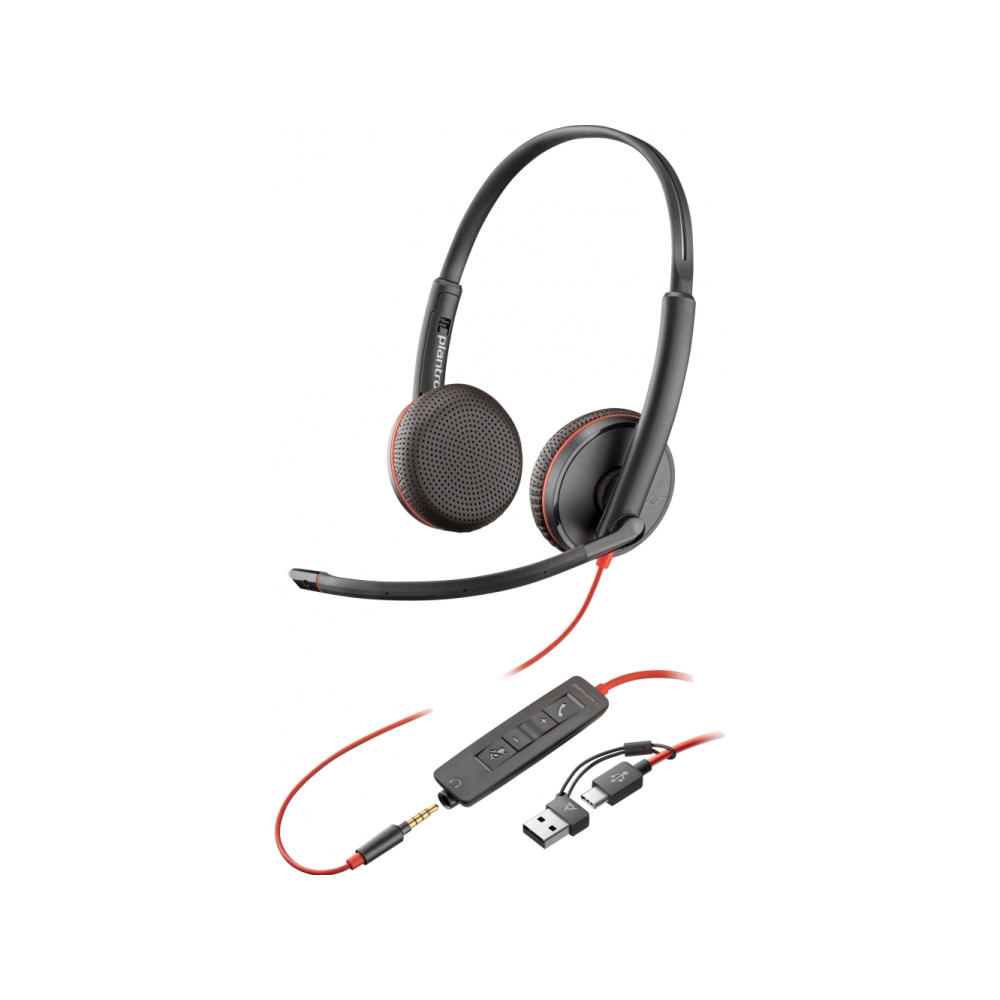 Produktbild för HP Poly Blackwire 3225 - headset - 3,5 mm kontakt, USB-C