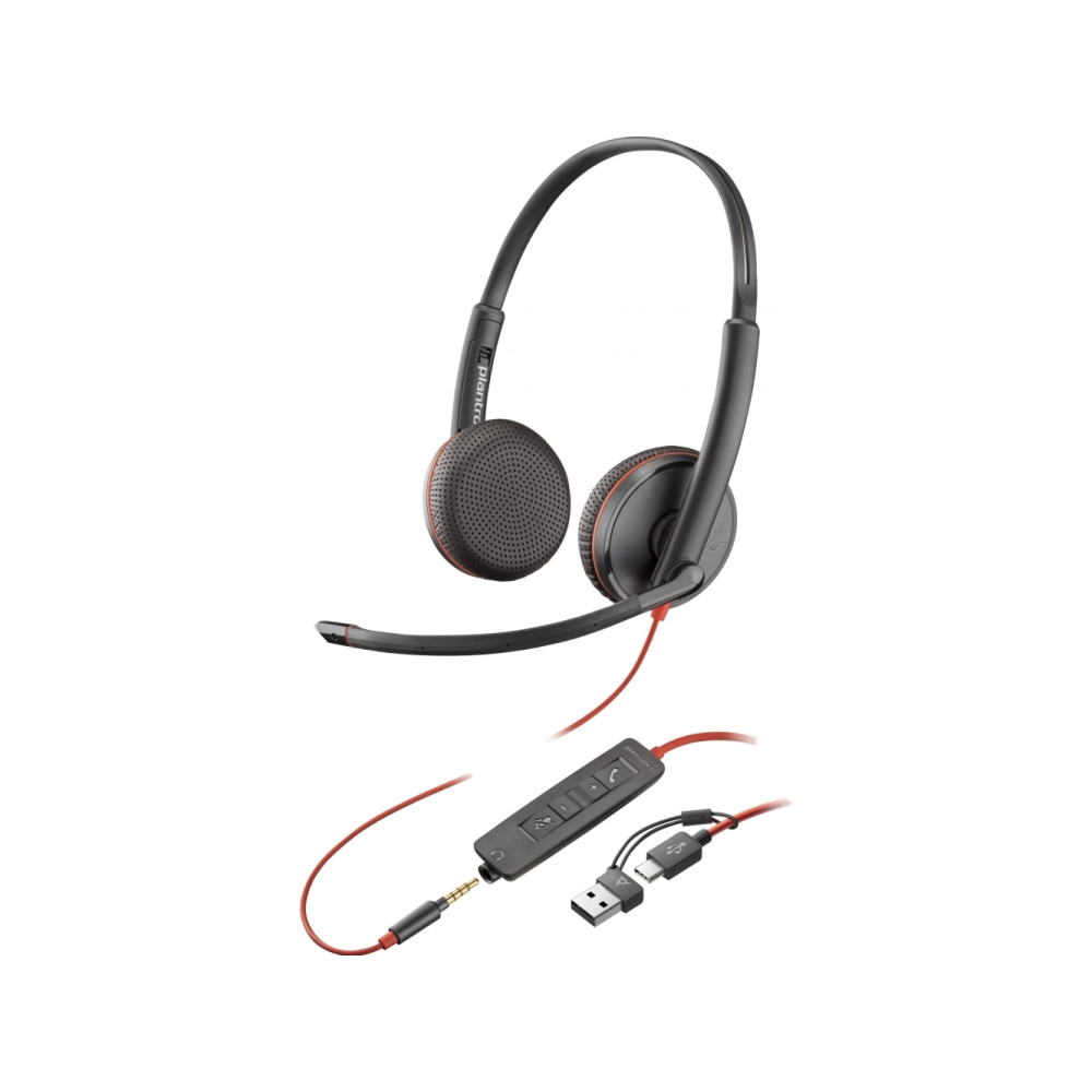 Produktbild för HP Poly Blackwire 3225 - headset - 3,5 mm kontakt, USB-C