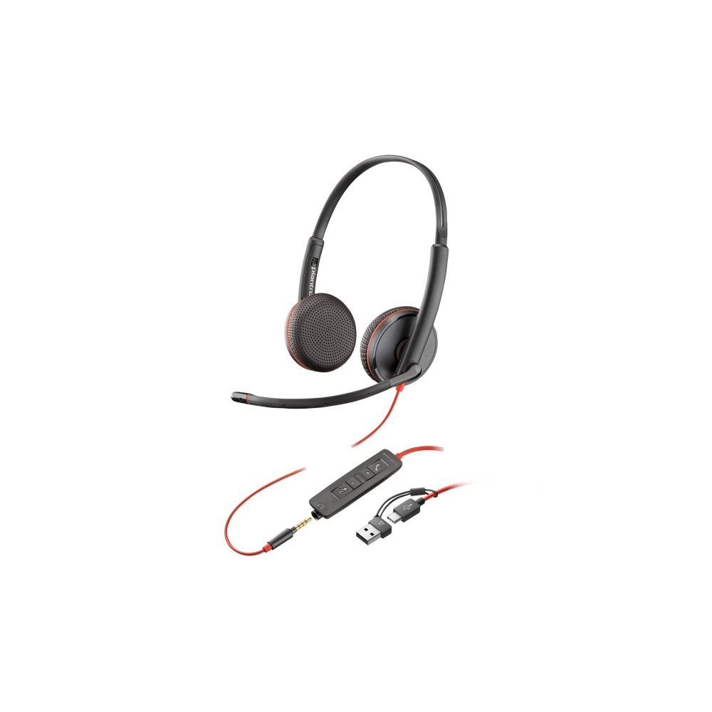 Produktbild för HP Poly Blackwire 3225 - headset - 3,5 mm kontakt, USB-C