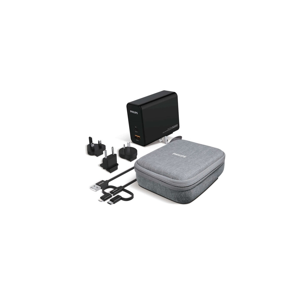 Produktbild för PHILIPS reseadapter med powerbank 5000mAh