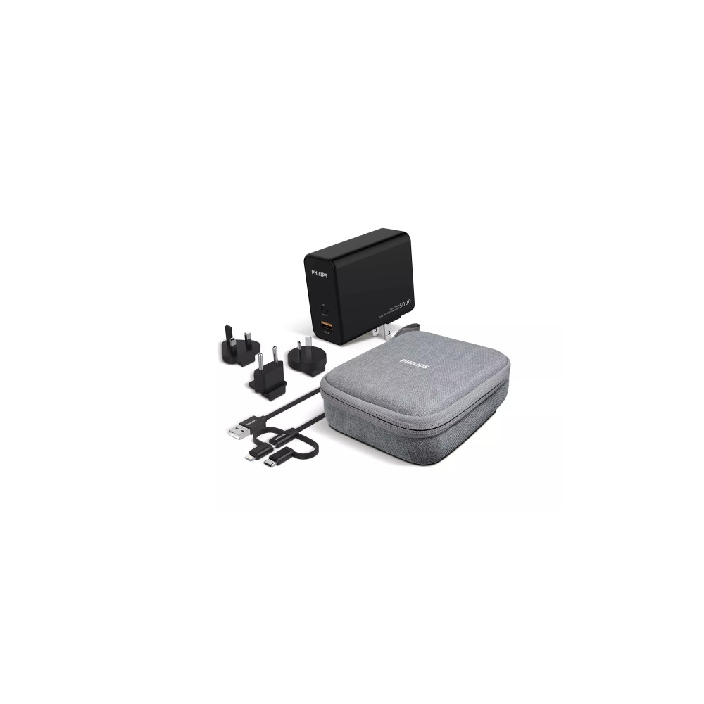Produktbild för PHILIPS reseadapter med powerbank 5000mAh