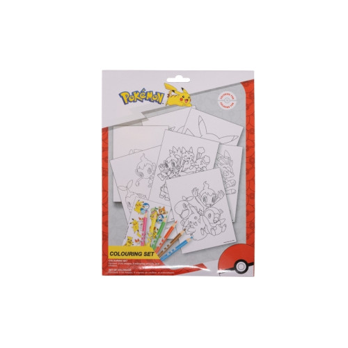 POKEMON POKÉMON färgläggningsset med färgläggningsark och 6 förvässa...
