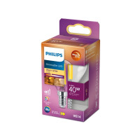 Produktbild för Philips - LED-glödlampa med filament - form: P45 - klar finish - E14 - 3.4 W - varmt vitt ljus - 2200-2700 K