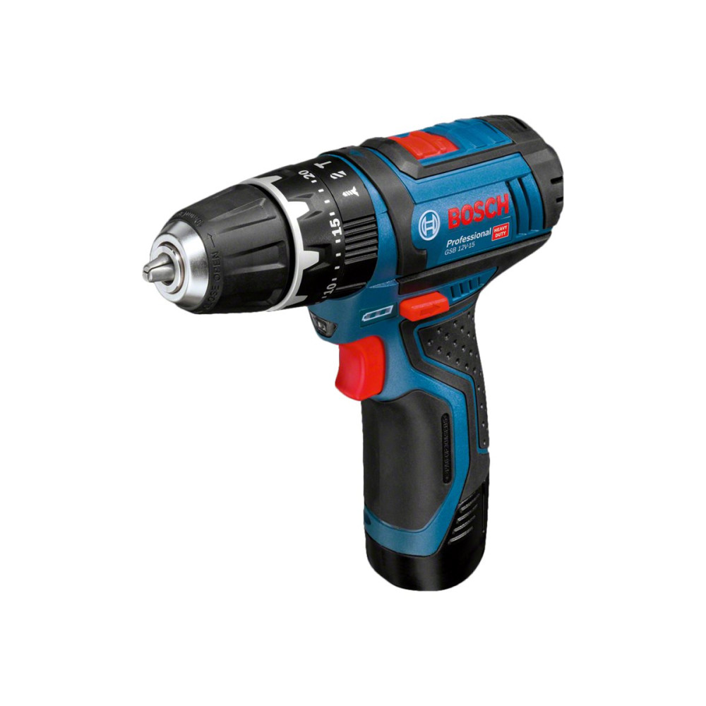 Produktbild för Bosch GSB 12V-15 Professional - slagborr/skruvdragare - sladdlös - 2 hastigheter - 2 batterier