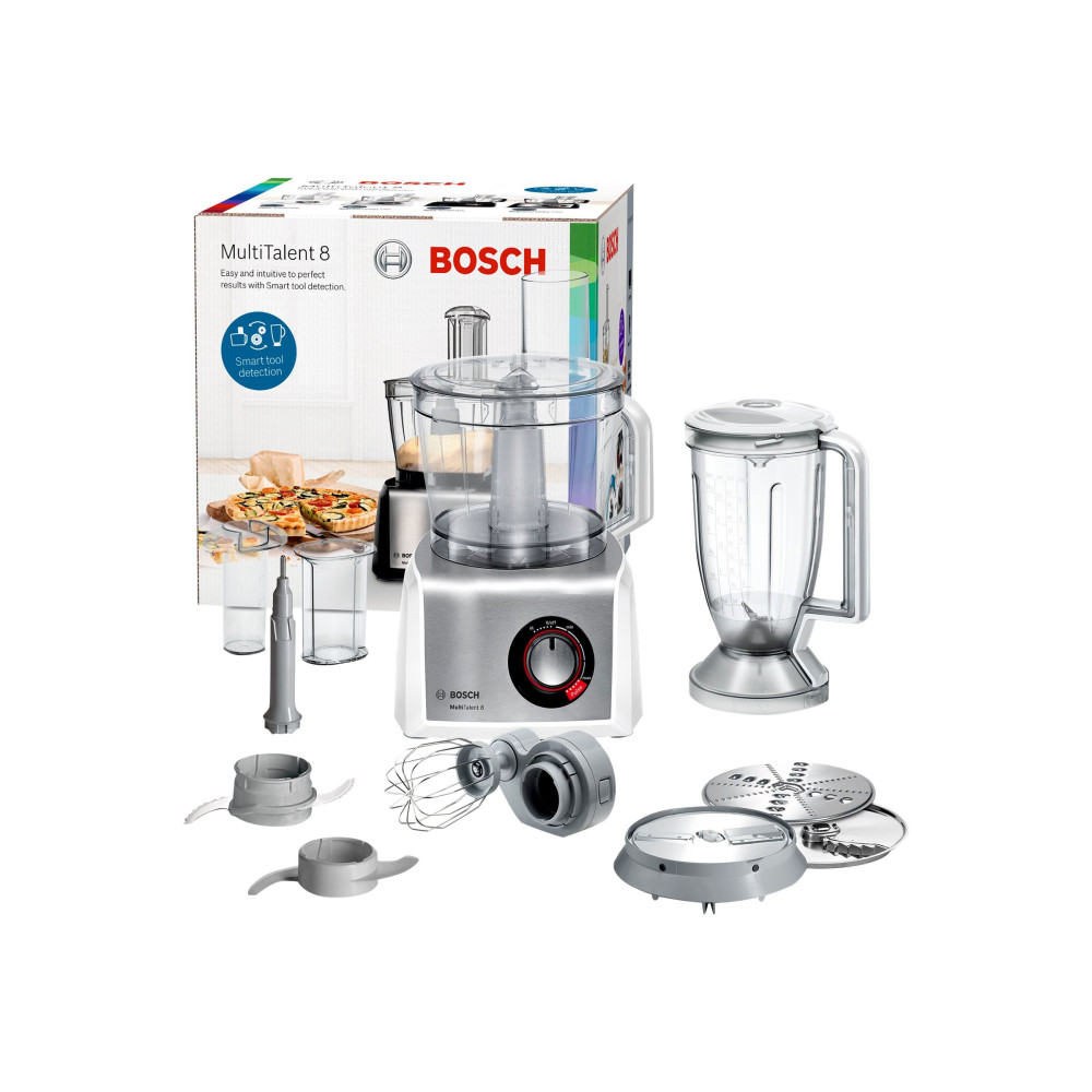 Produktbild för Bosch MultiTalent 8 MC812S814 - matberedare - 1250 W - borstat rostfritt stål/vit