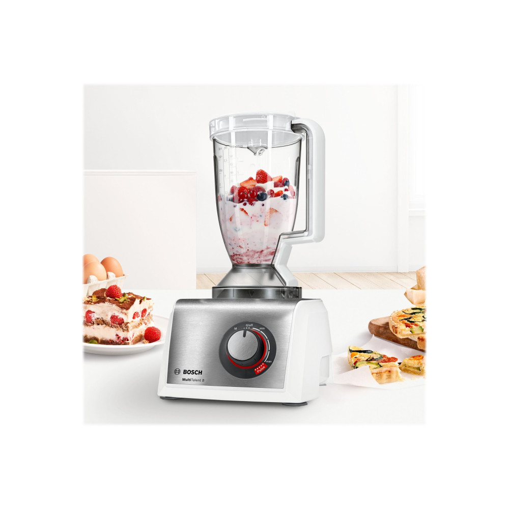 Produktbild för Bosch MultiTalent 8 MC812S814 - matberedare - 1250 W - borstat rostfritt stål/vit