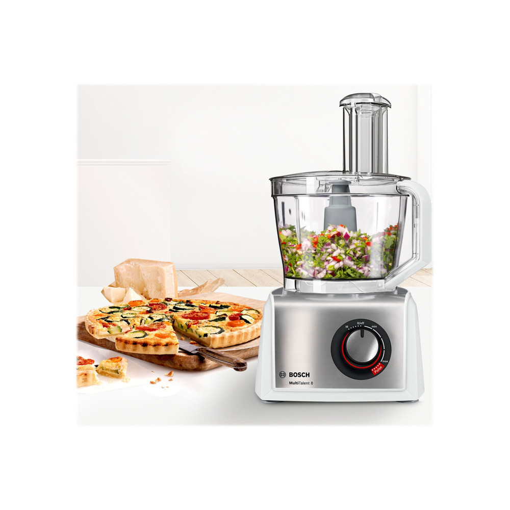 Produktbild för Bosch MultiTalent 8 MC812S814 - matberedare - 1250 W - borstat rostfritt stål/vit