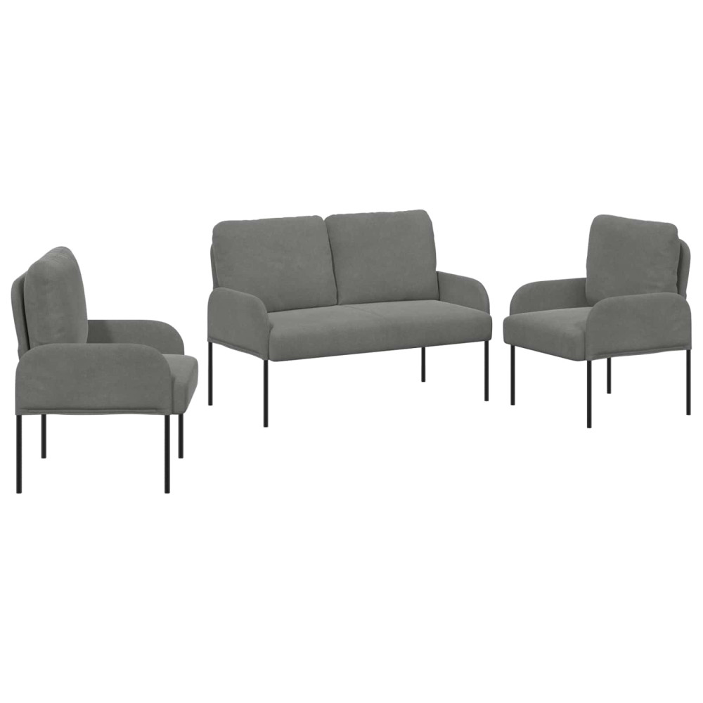 Produktbild för Soffgrupper med kudde 3 pcs Mörkgrå 115 x 56 x 80 cm Plywood