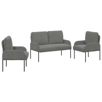 Produktbild för Soffgrupper med kudde 3 pcs Mörkgrå 115 x 56 x 80 cm Plywood