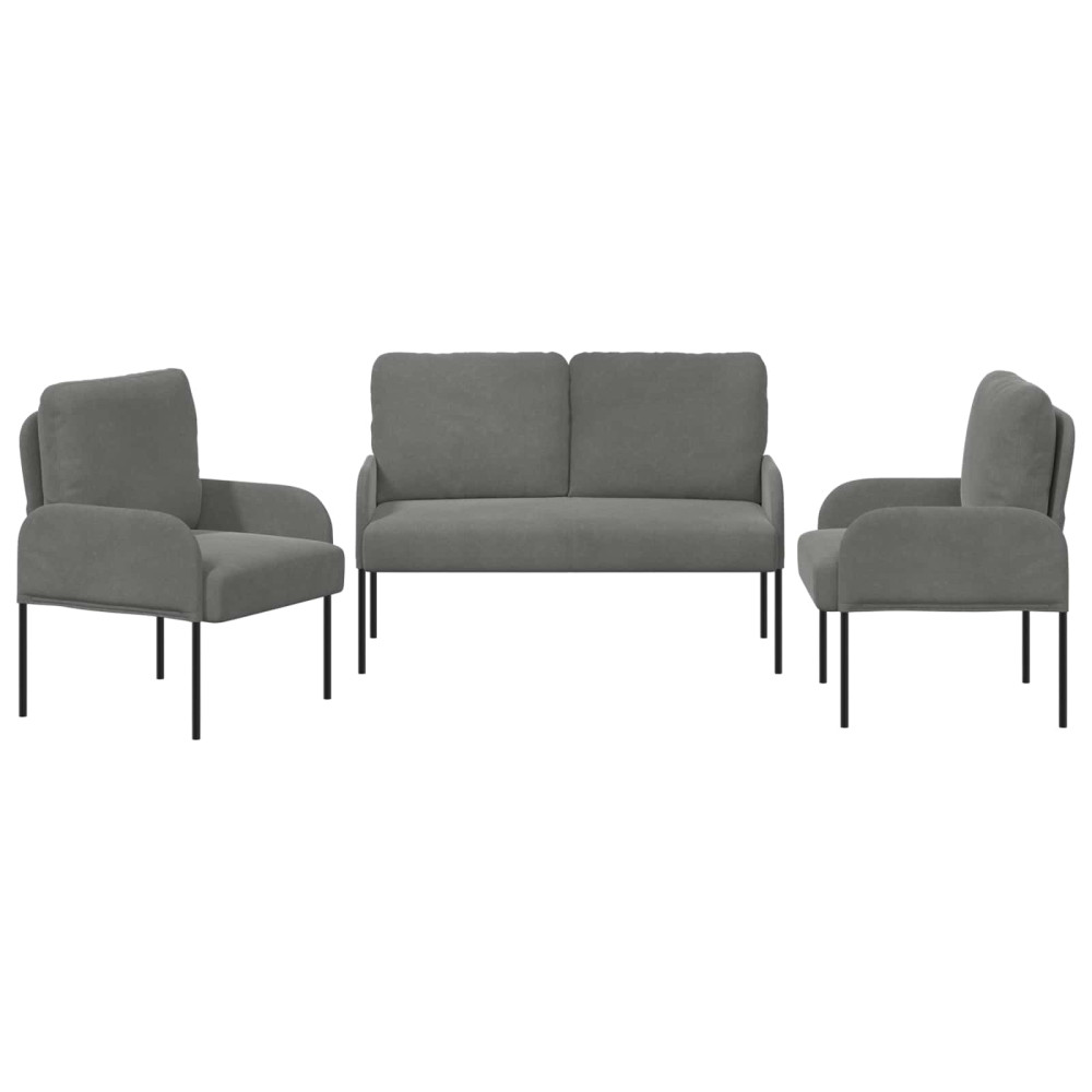 Produktbild för Soffgrupper med kudde 3 pcs Mörkgrå 115 x 56 x 80 cm Plywood