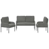 Produktbild för Soffgrupper med kudde 3 pcs Mörkgrå 115 x 56 x 80 cm Plywood