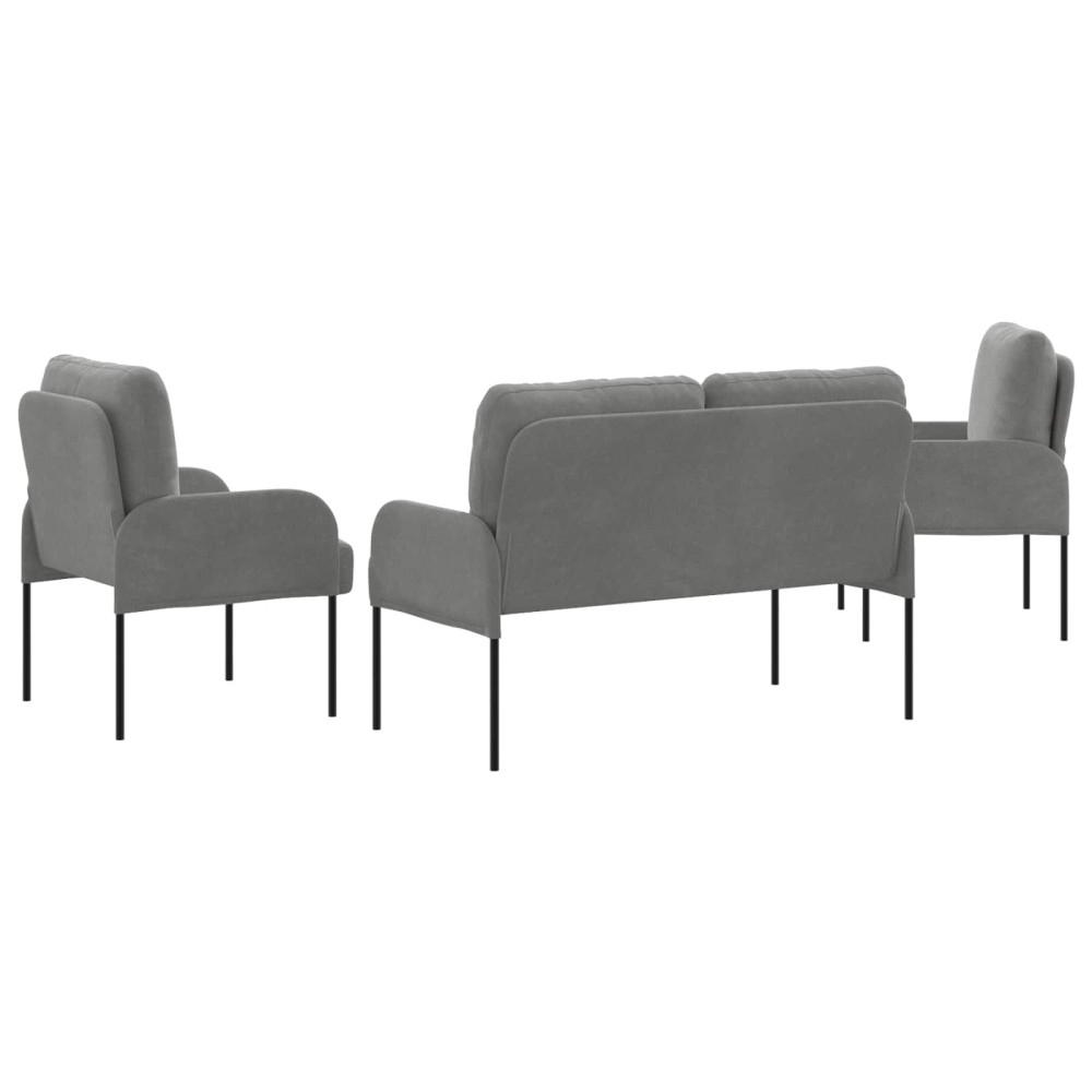 Produktbild för Soffgrupper med kudde 3 pcs Mörkgrå 115 x 56 x 80 cm Plywood