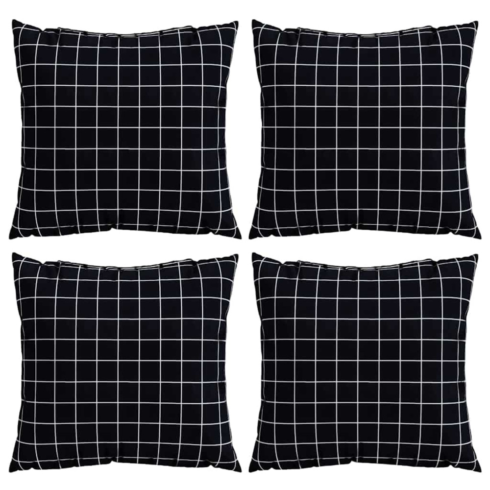 Produktbild för Spridda Kuddar 4 pcs Svart Rutigt 60 x 60 cm Polyester Tyg