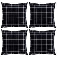 Produktbild för Spridda Kuddar 4 pcs Svart Rutigt 60 x 60 cm Polyester Tyg