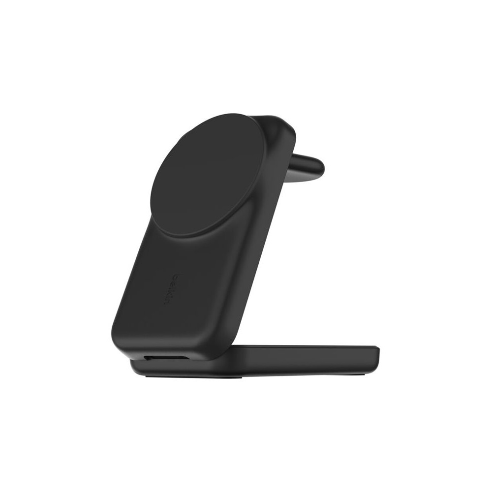 Produktbild för Belkin UltraCharge trådlöst laddställ - 3-i-1, magnetisk, vikbar, med Qi2 - + växelströmsadapter - 25 Watt - MFI-certifierad
