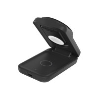 Produktbild för Belkin UltraCharge trådlöst laddställ - 3-i-1, magnetisk, vikbar, med Qi2 - + växelströmsadapter - 25 Watt - MFI-certifierad
