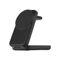Produktbild för Belkin UltraCharge trådlöst laddställ - 3-i-1, magnetisk, vikbar, med Qi2 - + växelströmsadapter - 25 Watt - MFI-certifierad