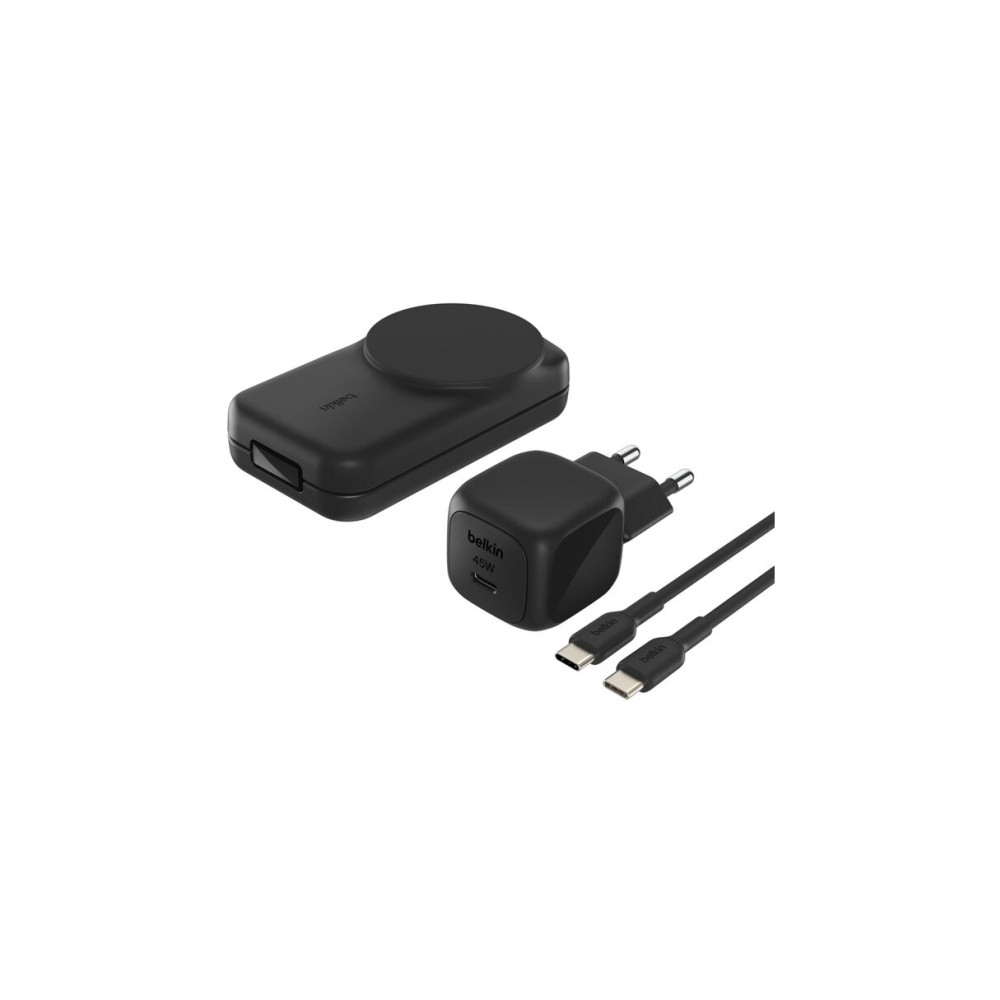 Produktbild för Belkin UltraCharge trådlöst laddställ - 3-i-1, magnetisk, vikbar, med Qi2 - + växelströmsadapter - 25 Watt - MFI-certifierad