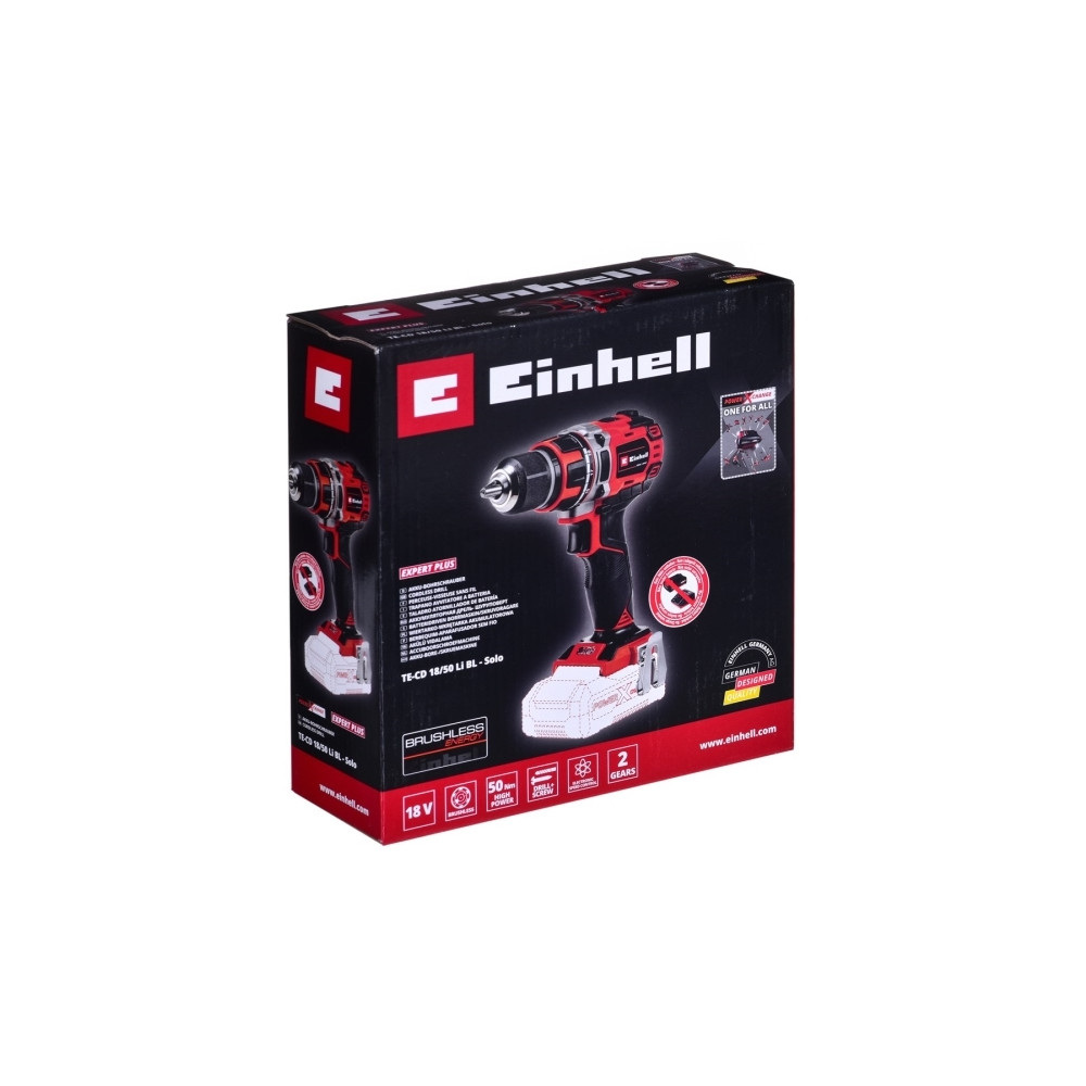 Produktbild för Einhell TE-CD 18/50 Li BL Solo, Pistolgreppsborrmaskin, Nyck...