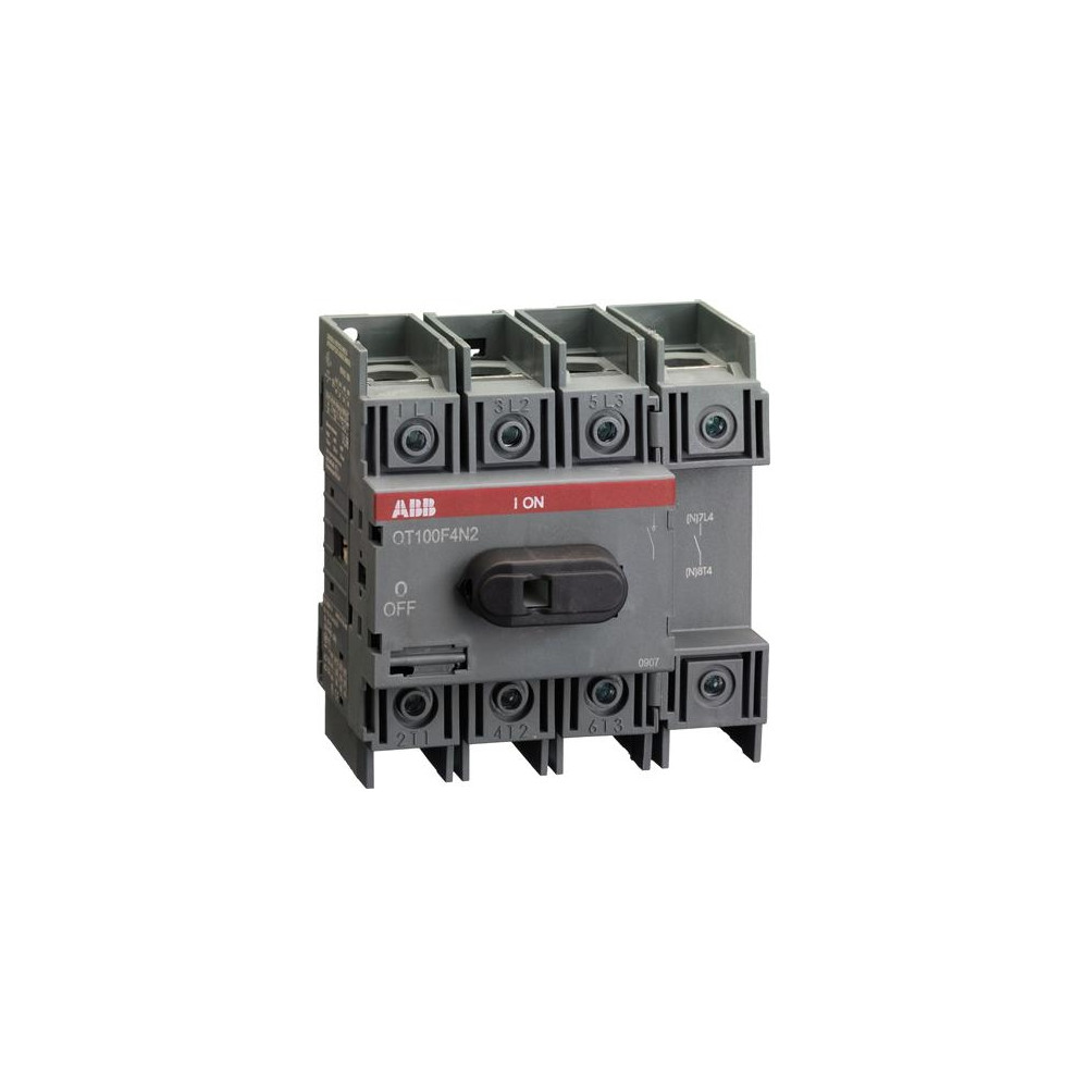 Produktbild för ABB OT100F4N2, Kontaktor, Grå, 4P, 100 A, 600 V, 96,5 x 74 x...