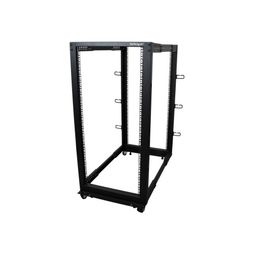 StarTech.com StarTech.com 25U-serverrack med öppen ram - 4 stolpar justerbart djup (59 cm till 104 cm) rack för nätverksutrustning med hjul/nivåfötter/kabelhantering (4POSTRACK25U) - rack - 25U