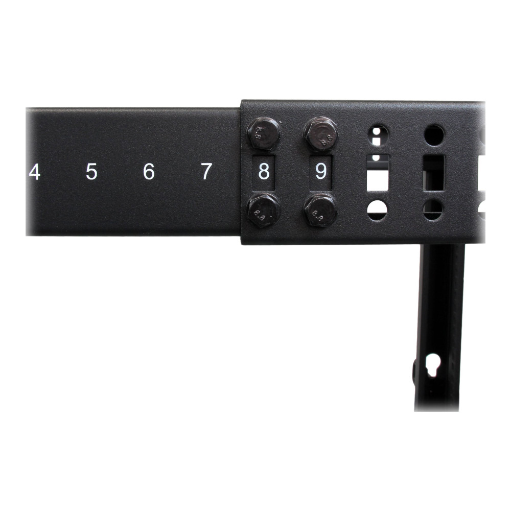 Produktbild för StarTech.com 25U-serverrack med öppen ram - 4 stolpar justerbart djup (59 cm till 104 cm) rack för nätverksutrustning med hjul/nivåfötter/kabelhantering (4POSTRACK25U) - rack - 25U
