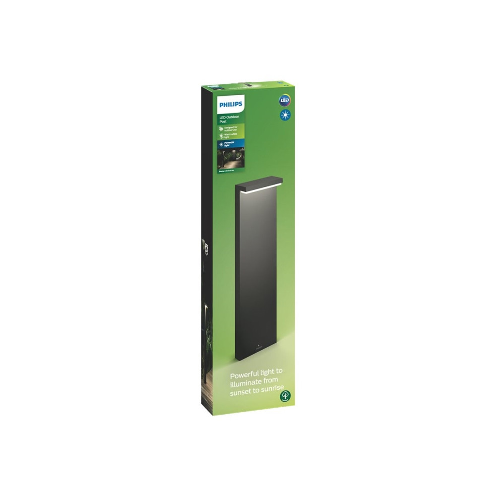 Produktbild för Philips myGarden Bustan Post - golvlampa - LED x 2 - totalt: 9 W - varmt vitt ljus - L-typ - antracit