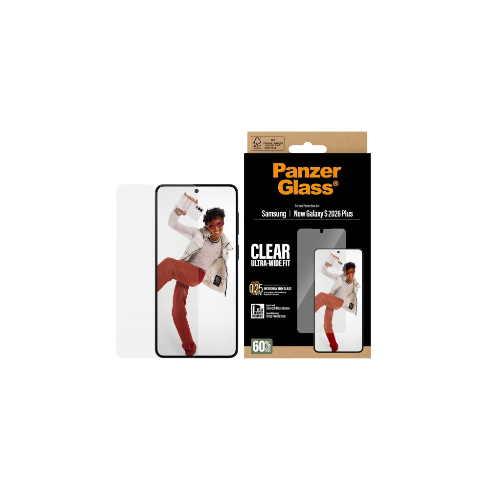 Produktbild för PanzerGlass - skärmskydd för mobiltelefon - ultrabred passning med EasyAligner