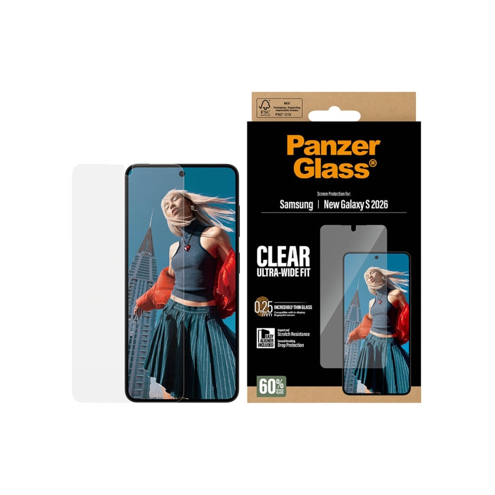 Produktbild för PanzerGlass - skärmskydd för mobiltelefon - ultrabred passning med EasyAligner