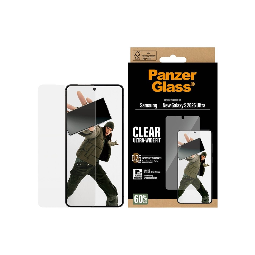 Produktbild för PanzerGlass - skärmskydd för mobiltelefon - ultrabred passning med EasyAligner