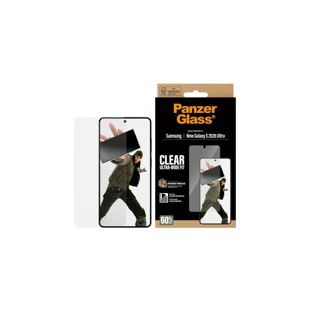 Produktbild för PanzerGlass - skärmskydd för mobiltelefon - ultrabred passning med EasyAligner