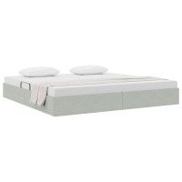 Produktbild för Ottoman Sängram med lagring Ljusgrå 200 x 200 cm Sammet