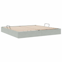 Produktbild för Ottoman Sängram med lagring Ljusgrå 200 x 200 cm Sammet