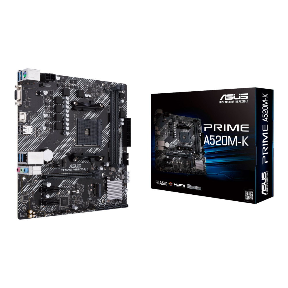 Produktbild för ASUS PRIME A520M-K - moderkort - micro ATX - Socket AM4 - AMD A520
