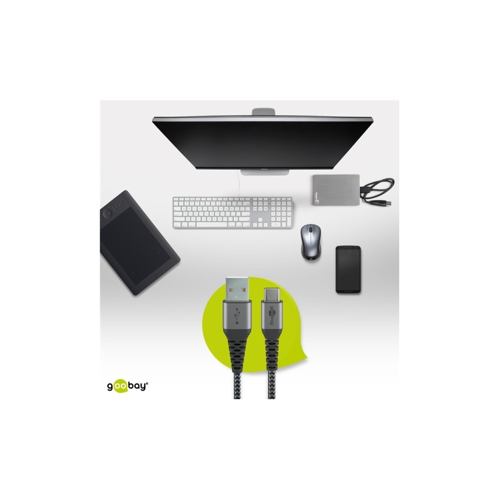 Produktbild för goobay - USB typ C-kabel - USB-C till USB - 2 m