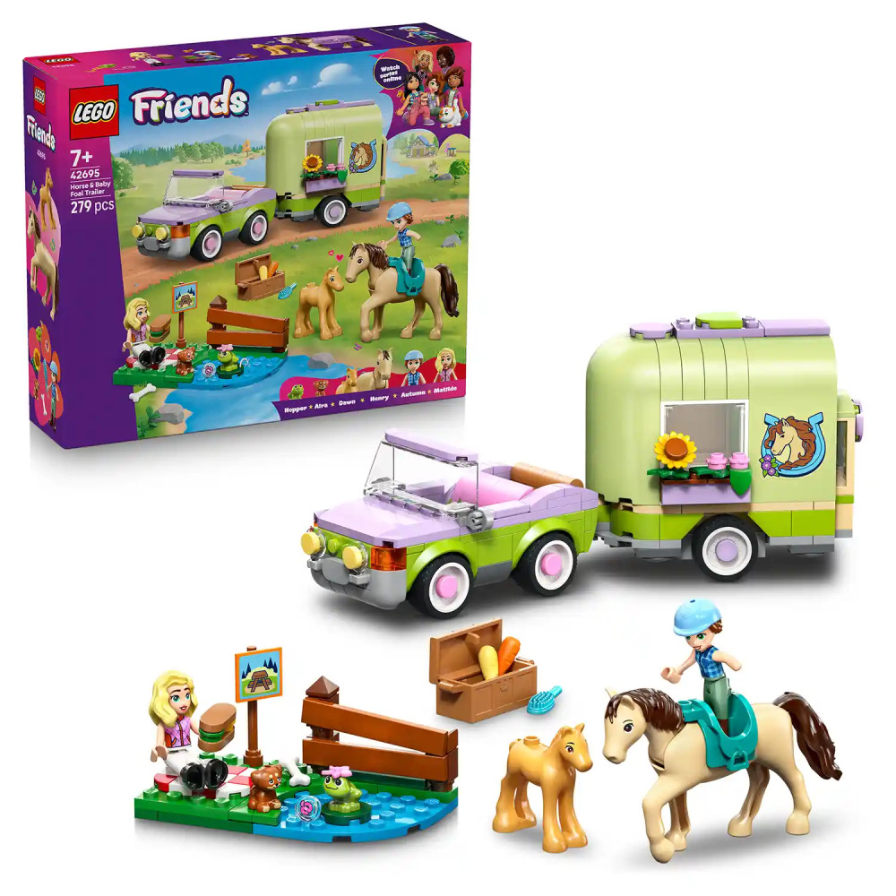 Produktbild för LEGO® Friends 42695 Přívěs s koněm a hříbětem