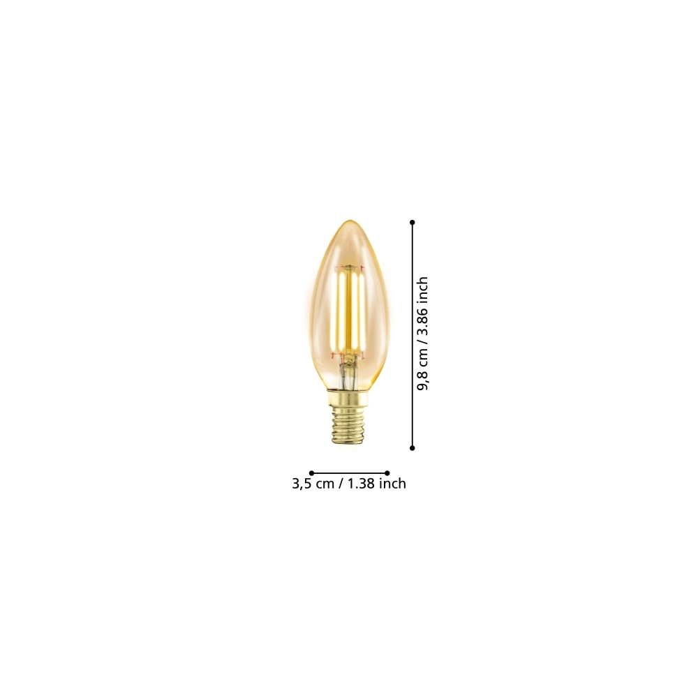 Produktbild för Eglo - LED-glödlampa med filament - form: C35 - E14 - 4 W - varmt vitt ljus - 1700 K - bärnsten