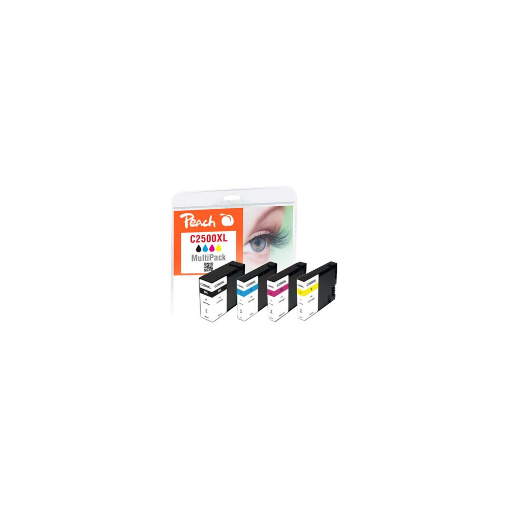 Produktbild för Peach Combi-Pack C2500XL - 4-pack - svart, gul, cyan, magenta - kompatibel - bläckpatron (alternativ för: Canon PGI-2500XL BK, Canon PGI-2500XL C, Canon PGI-2500XL M, Canon PGI-2500XL Y)