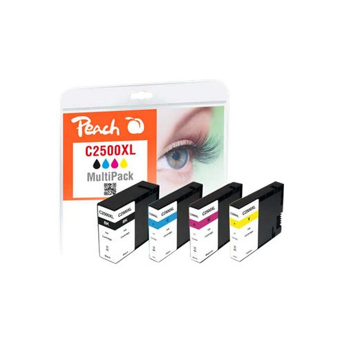 Peach Peach Combi-Pack C2500XL - 4-pack - svart, gul, cyan, magenta - kompatibel - bläckpatron (alternativ för: Canon PGI-2500XL BK, Canon PGI-2500XL C, Canon PGI-2500XL M, Canon PGI-2500XL Y)