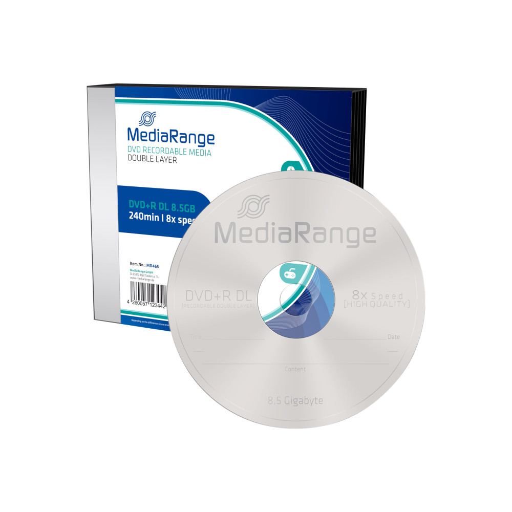 Produktbild för MediaRange - DVD+R DL x 5 - 8.5 GB - lagringsmedier