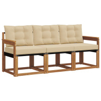 Produktbild för Utomhussoffset med kudde 3 pcs Naturlig och Beige
