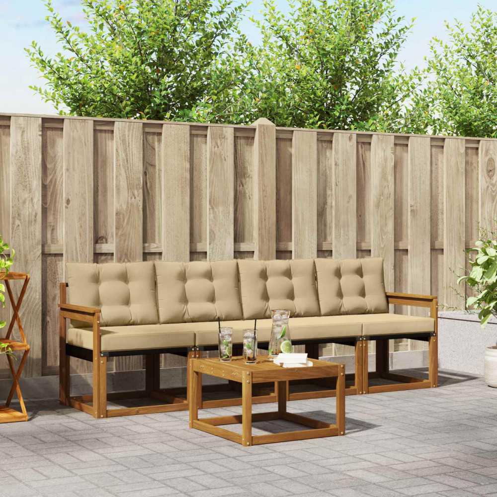 Produktbild för Utomhussoffset med kudde 5 pcs Naturlig och Beige