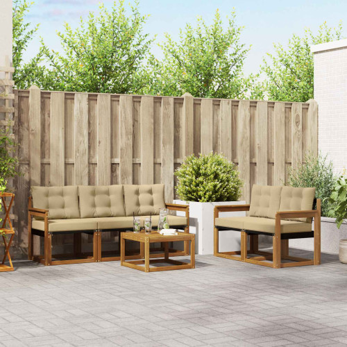 vidaXL Utomhussoffset med kudde 6 pcs Naturlig och Beige