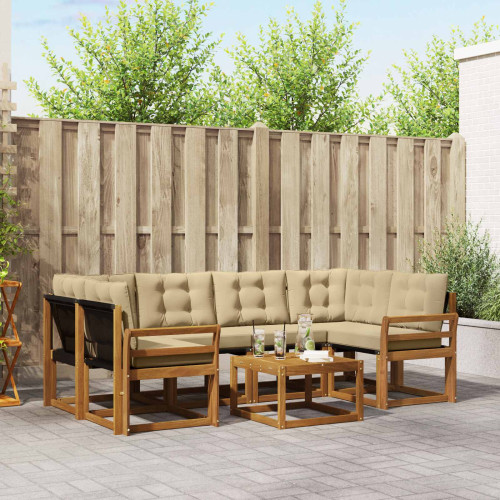 vidaXL Utomhussoffset med kudde 7 pcs Naturlig och Beige