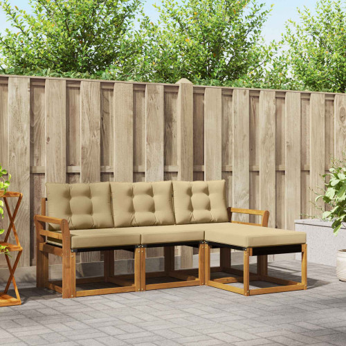 vidaXL Utomhussoffset med kudde 4 pcs Naturlig och Beige