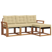 Produktbild för Utomhussoffset med kudde 4 pcs Naturlig och Beige