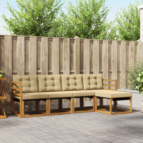 vidaXL Utomhussoffset med kudde 5 pcs Naturlig och Beige