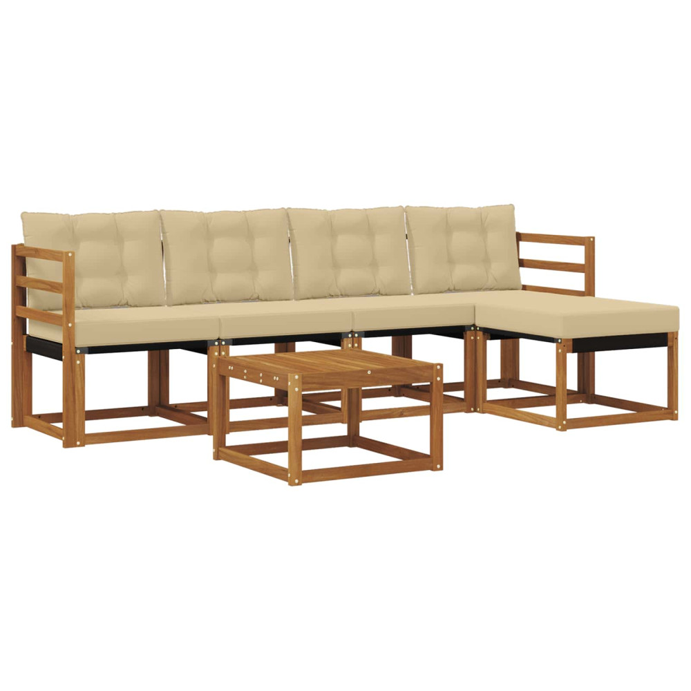 Produktbild för Utomhussoffset med kudde 6 pcs Naturlig och Beige