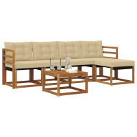 Produktbild för Utomhussoffset med kudde 6 pcs Naturlig och Beige