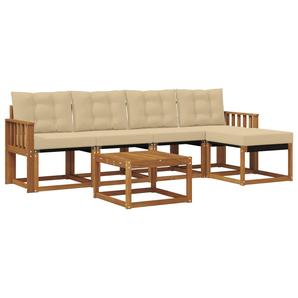 Produktbild för Utomhussoffset med kudde 6 pcs Naturlig och Beige
